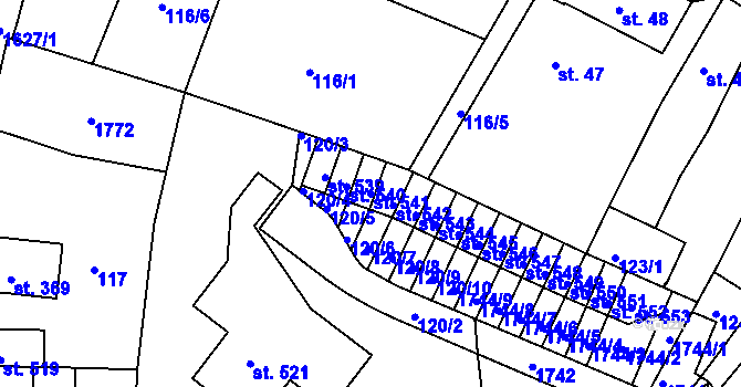 Parcela st. 541 v KÚ Nový Hrádek, Katastrální mapa