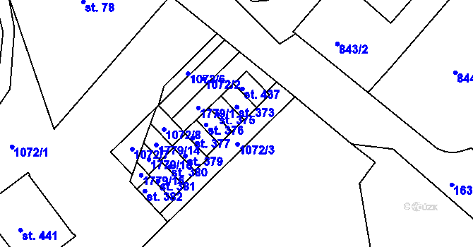 Parcela st. 619/5 v KÚ Nový Hrádek, Katastrální mapa