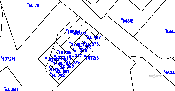Parcela st. 619/3 v KÚ Nový Hrádek, Katastrální mapa