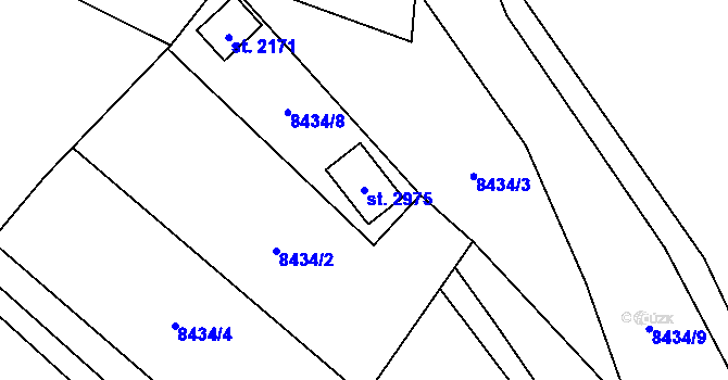 Parcela st. 2975 v KÚ Nový Hrozenkov, Katastrální mapa