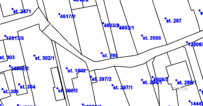 Parcela st. 295 v KÚ Nový Hrozenkov, Katastrální mapa