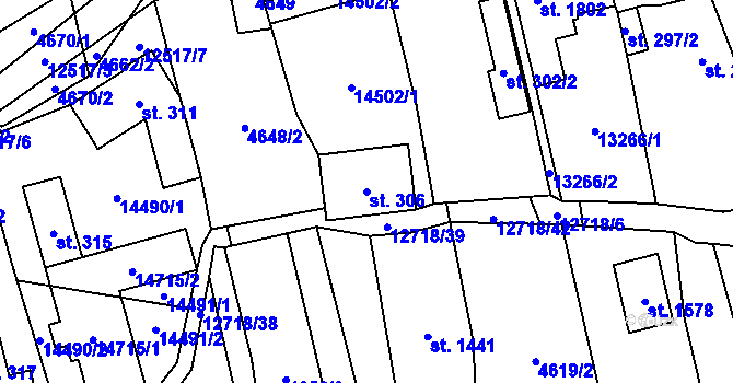 Parcela st. 306 v KÚ Nový Hrozenkov, Katastrální mapa