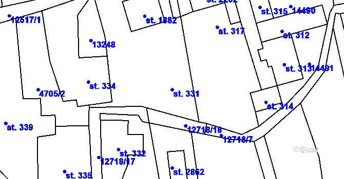 Parcela st. 331 v KÚ Nový Hrozenkov, Katastrální mapa