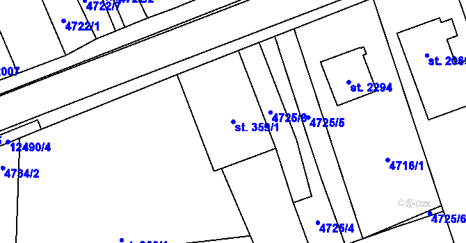 Parcela st. 359/1 v KÚ Nový Hrozenkov, Katastrální mapa