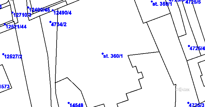 Parcela st. 360/1 v KÚ Nový Hrozenkov, Katastrální mapa