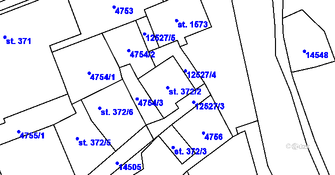 Parcela st. 372/2 v KÚ Nový Hrozenkov, Katastrální mapa