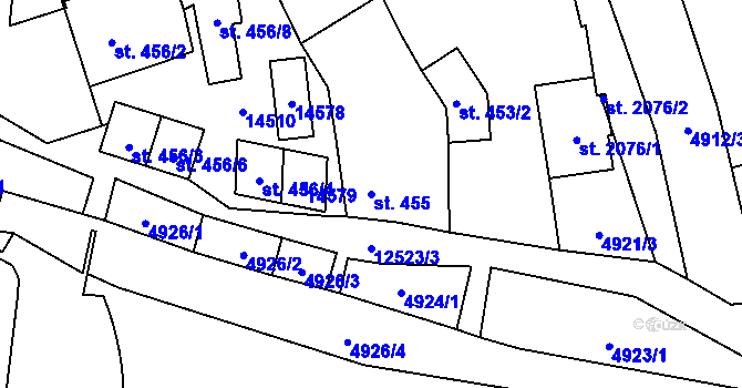 Parcela st. 455 v KÚ Nový Hrozenkov, Katastrální mapa