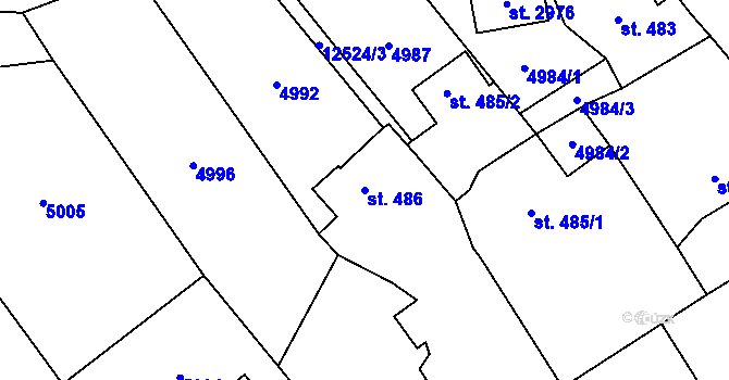Parcela st. 486 v KÚ Nový Hrozenkov, Katastrální mapa