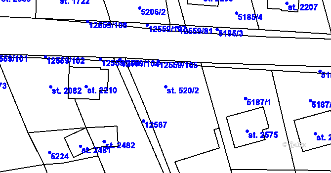 Parcela st. 520/2 v KÚ Nový Hrozenkov, Katastrální mapa