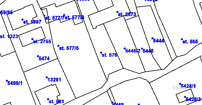 Parcela st. 576 v KÚ Nový Hrozenkov, Katastrální mapa