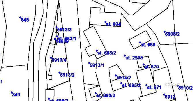 Parcela st. 683/2 v KÚ Nový Hrozenkov, Katastrální mapa