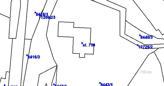 Parcela st. 730 v KÚ Nový Hrozenkov, Katastrální mapa