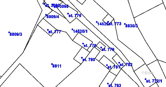 Parcela st. 778 v KÚ Nový Hrozenkov, Katastrální mapa