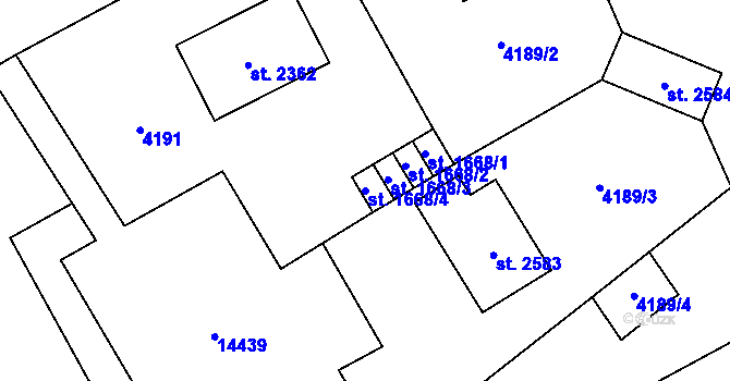 Parcela st. 1668/4 v KÚ Nový Hrozenkov, Katastrální mapa