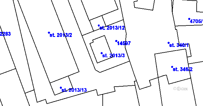 Parcela st. 2013/3 v KÚ Nový Hrozenkov, Katastrální mapa