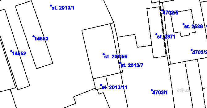 Parcela st. 2013/6 v KÚ Nový Hrozenkov, Katastrální mapa