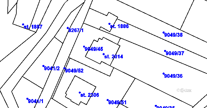 Parcela st. 2014 v KÚ Nový Hrozenkov, Katastrální mapa