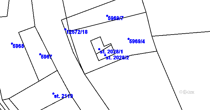 Parcela st. 2028/2 v KÚ Nový Hrozenkov, Katastrální mapa