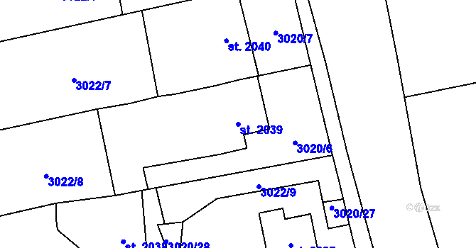 Parcela st. 2039 v KÚ Nový Hrozenkov, Katastrální mapa