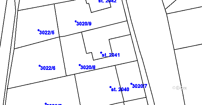 Parcela st. 2041 v KÚ Nový Hrozenkov, Katastrální mapa