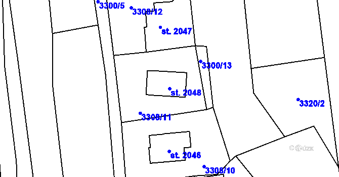 Parcela st. 2048 v KÚ Nový Hrozenkov, Katastrální mapa