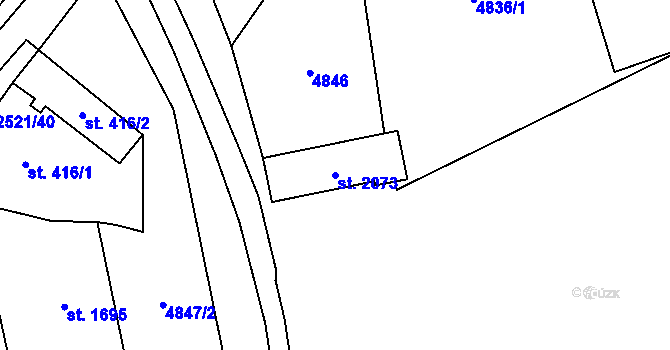 Parcela st. 2073 v KÚ Nový Hrozenkov, Katastrální mapa