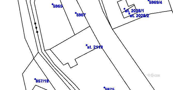 Parcela st. 2119 v KÚ Nový Hrozenkov, Katastrální mapa