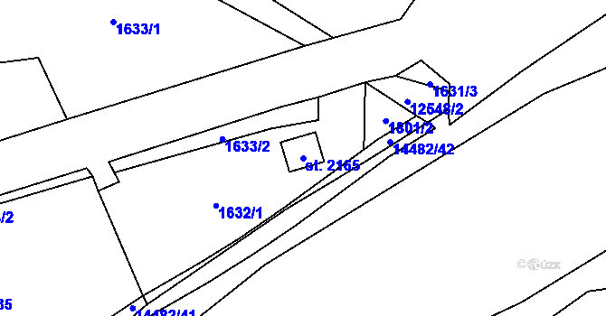 Parcela st. 2165 v KÚ Nový Hrozenkov, Katastrální mapa