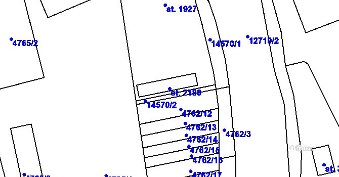 Parcela st. 2188 v KÚ Nový Hrozenkov, Katastrální mapa