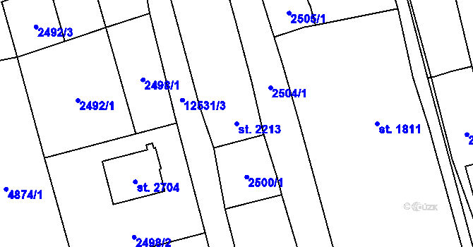 Parcela st. 2213 v KÚ Nový Hrozenkov, Katastrální mapa