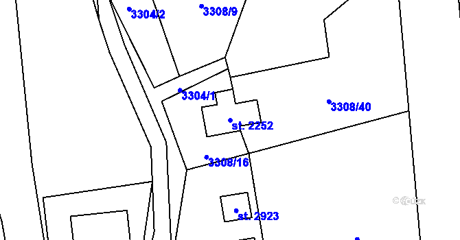 Parcela st. 2252 v KÚ Nový Hrozenkov, Katastrální mapa