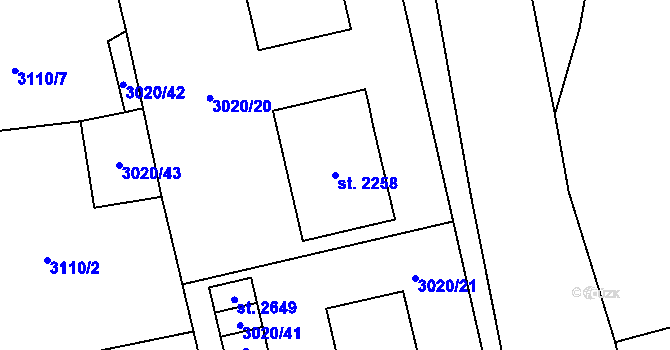 Parcela st. 2258 v KÚ Nový Hrozenkov, Katastrální mapa