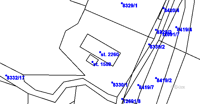Parcela st. 2260 v KÚ Nový Hrozenkov, Katastrální mapa