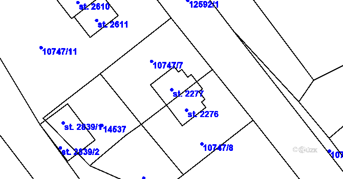 Parcela st. 2277 v KÚ Nový Hrozenkov, Katastrální mapa