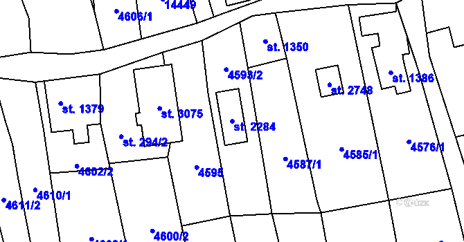 Parcela st. 2284 v KÚ Nový Hrozenkov, Katastrální mapa