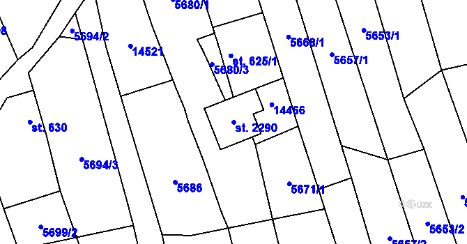 Parcela st. 2290 v KÚ Nový Hrozenkov, Katastrální mapa