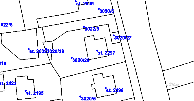 Parcela st. 2297 v KÚ Nový Hrozenkov, Katastrální mapa