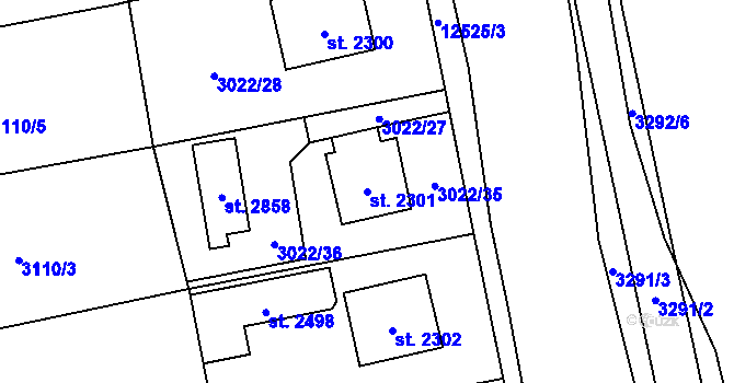 Parcela st. 2301 v KÚ Nový Hrozenkov, Katastrální mapa