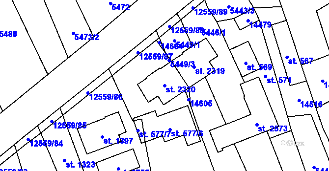 Parcela st. 2320 v KÚ Nový Hrozenkov, Katastrální mapa