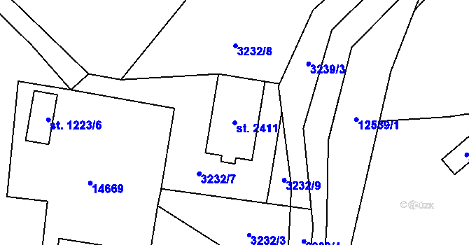 Parcela st. 2411 v KÚ Nový Hrozenkov, Katastrální mapa