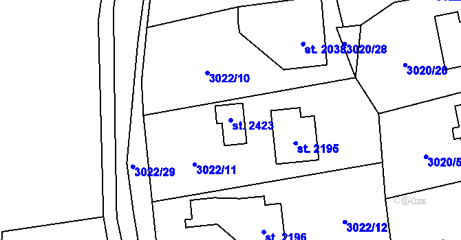 Parcela st. 2423 v KÚ Nový Hrozenkov, Katastrální mapa