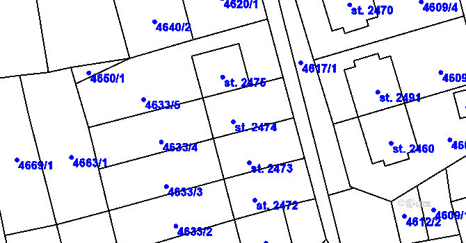 Parcela st. 2474 v KÚ Nový Hrozenkov, Katastrální mapa