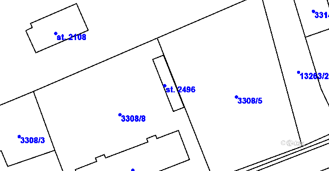 Parcela st. 2496 v KÚ Nový Hrozenkov, Katastrální mapa