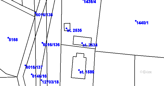 Parcela st. 2534 v KÚ Nový Hrozenkov, Katastrální mapa
