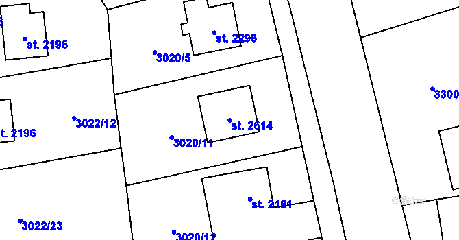 Parcela st. 2614 v KÚ Nový Hrozenkov, Katastrální mapa