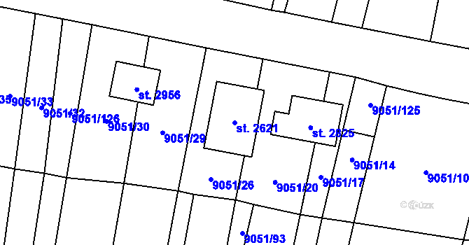 Parcela st. 2621 v KÚ Nový Hrozenkov, Katastrální mapa
