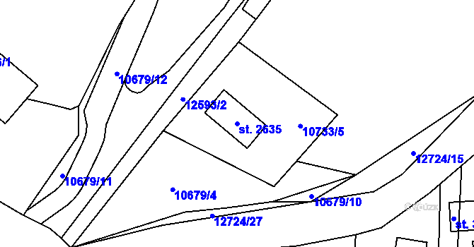 Parcela st. 2635 v KÚ Nový Hrozenkov, Katastrální mapa