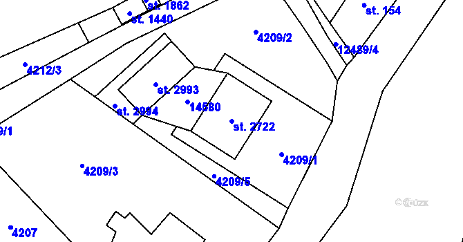 Parcela st. 2722 v KÚ Nový Hrozenkov, Katastrální mapa