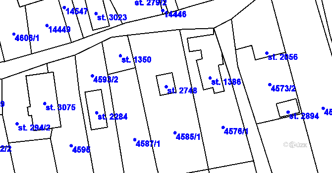 Parcela st. 2748 v KÚ Nový Hrozenkov, Katastrální mapa