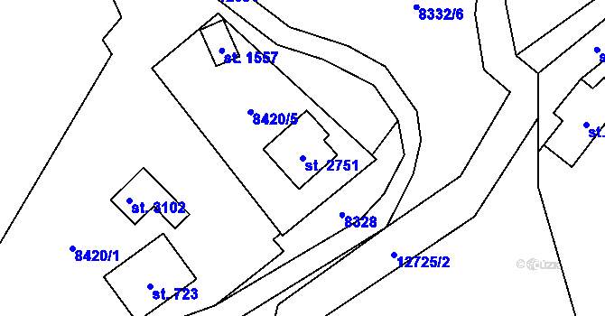 Parcela st. 2751 v KÚ Nový Hrozenkov, Katastrální mapa
